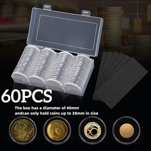 New 60pcs 40mm clear coin - 60pcs,